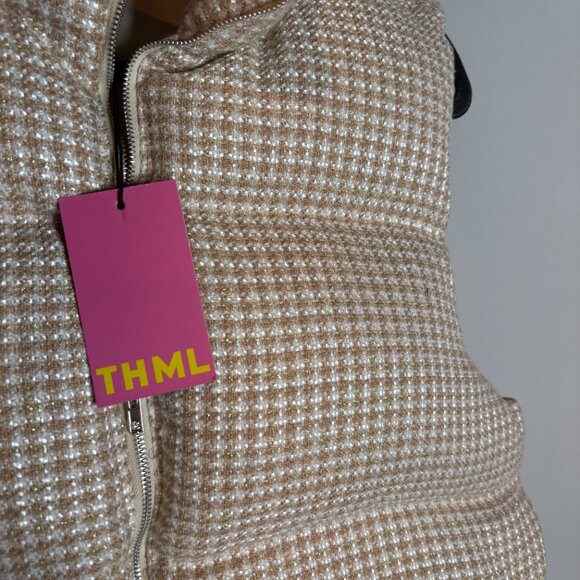 THML Tan Houndstooth Puffer Vest NWT - Picture 2 of 7